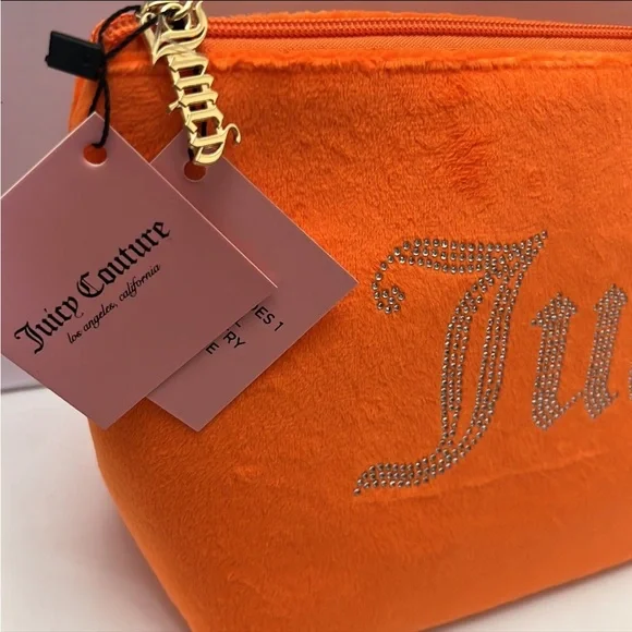Juicy Couture Orange Velour Travel Cosmetics Bag - Picture 3 of 8